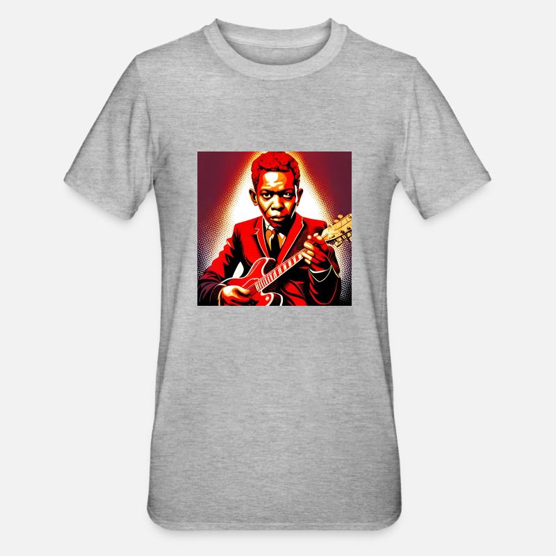Robert Johnson guitariste - T-shirt polycoton Unisexe - gris chiné