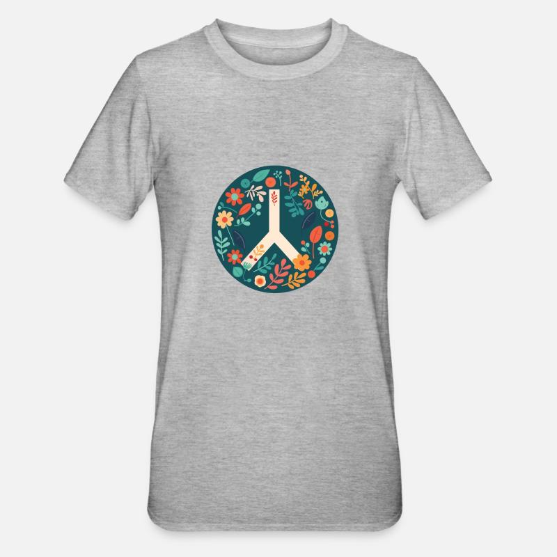 Peace and love - Unisex Polycotton T-Shirt - heather grey
