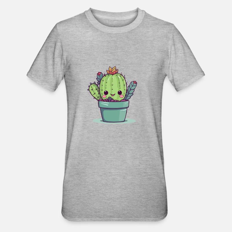 Mignon bébé cactus - T-shirt polycoton Unisexe - gris chiné