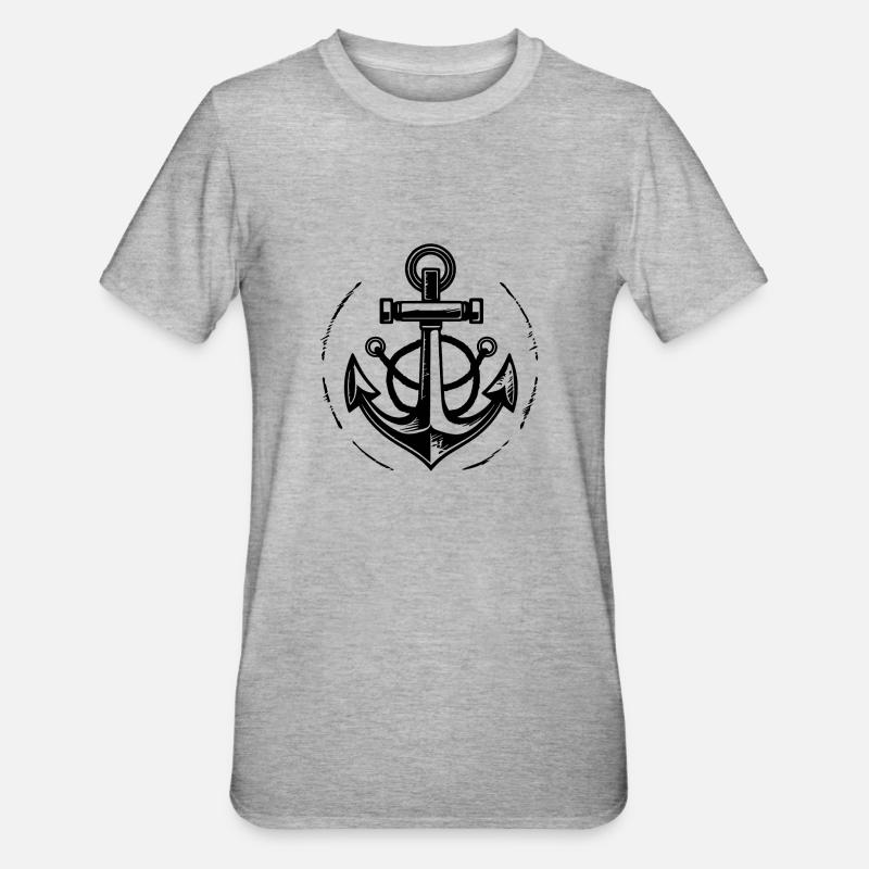 Bateau d’ancre Navire Nautique - T-shirt polycoton Unisexe - gris chiné