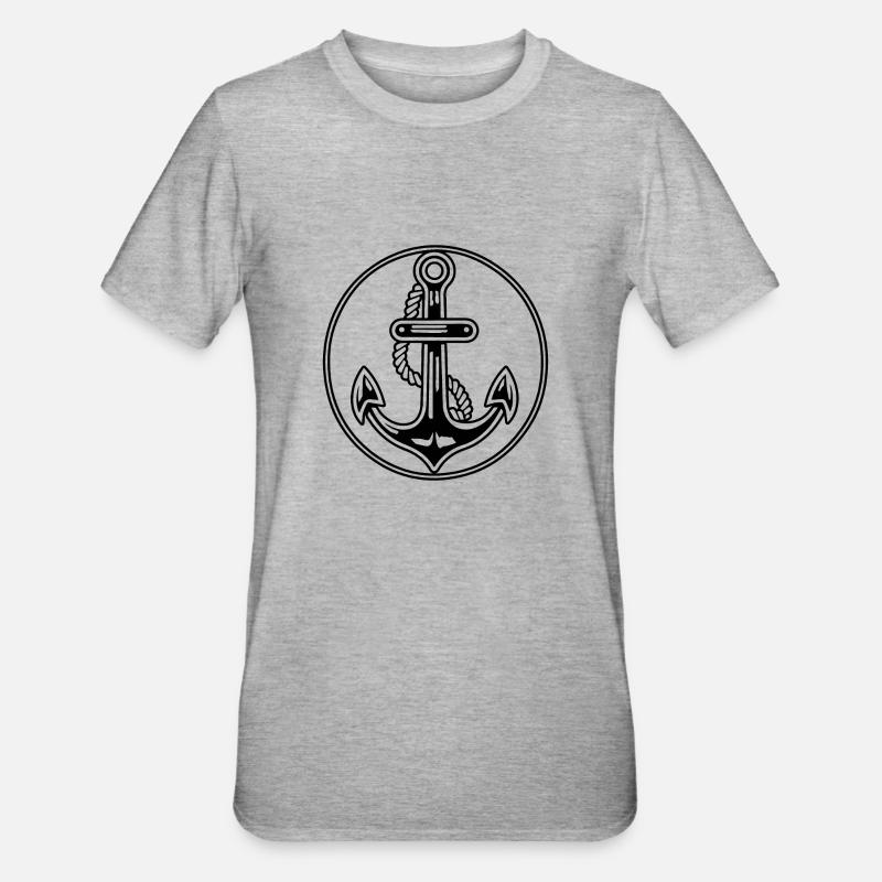 Anker Boot Schiff Nautik - Unisex Polycotton T-Shirt - Grau meliert
