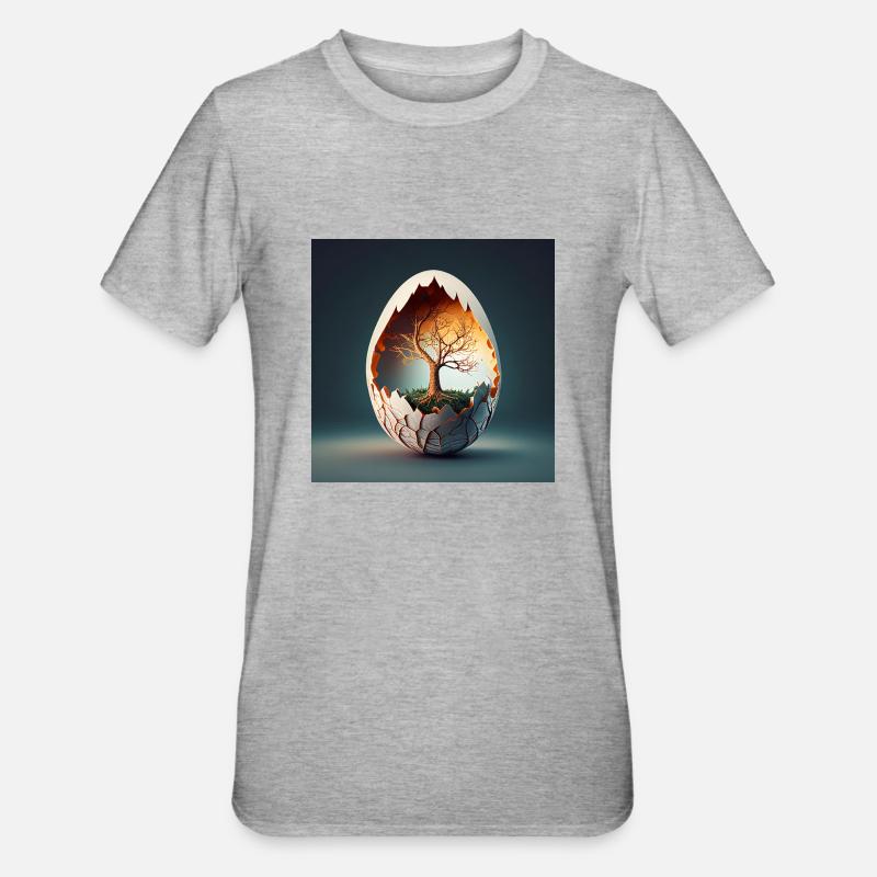 Tree in egg - Unisex Polycotton T-Shirt - heather grey
