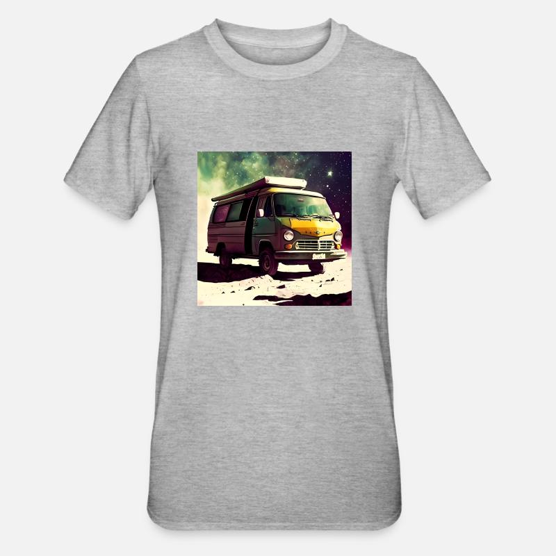 Camping-car spatial - T-shirt polycoton Unisexe - gris chiné