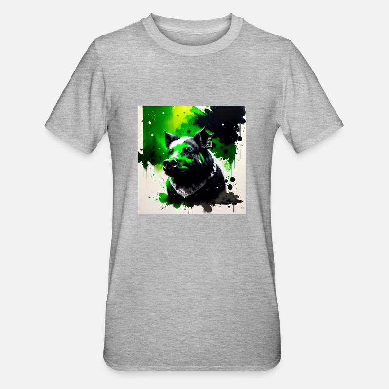 Le cochon vert - T-shirt polycoton Unisexe - gris chiné
