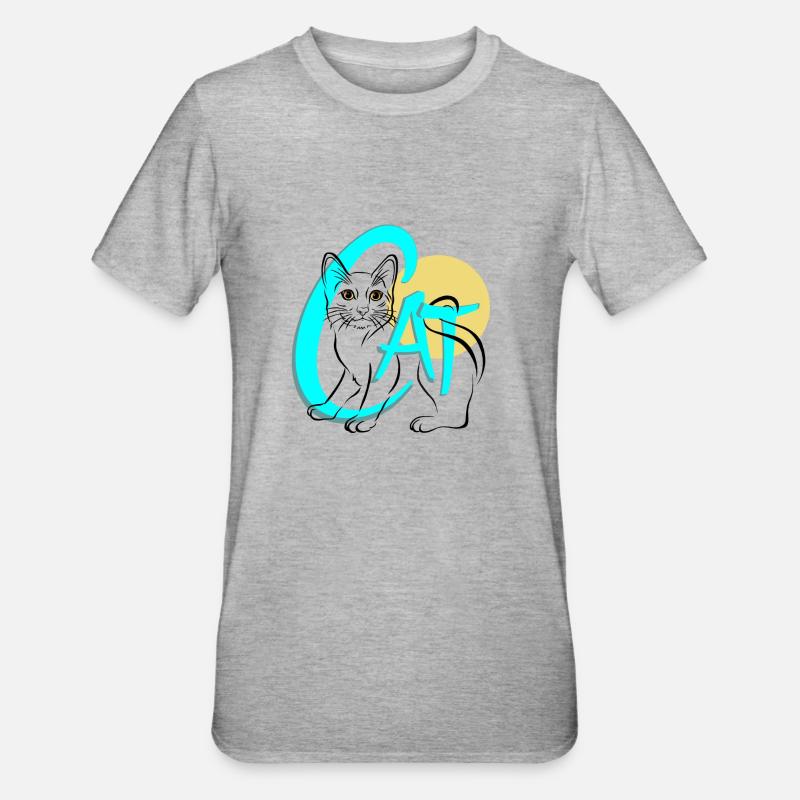 CHAT - T-shirt polycoton Unisexe - gris chiné