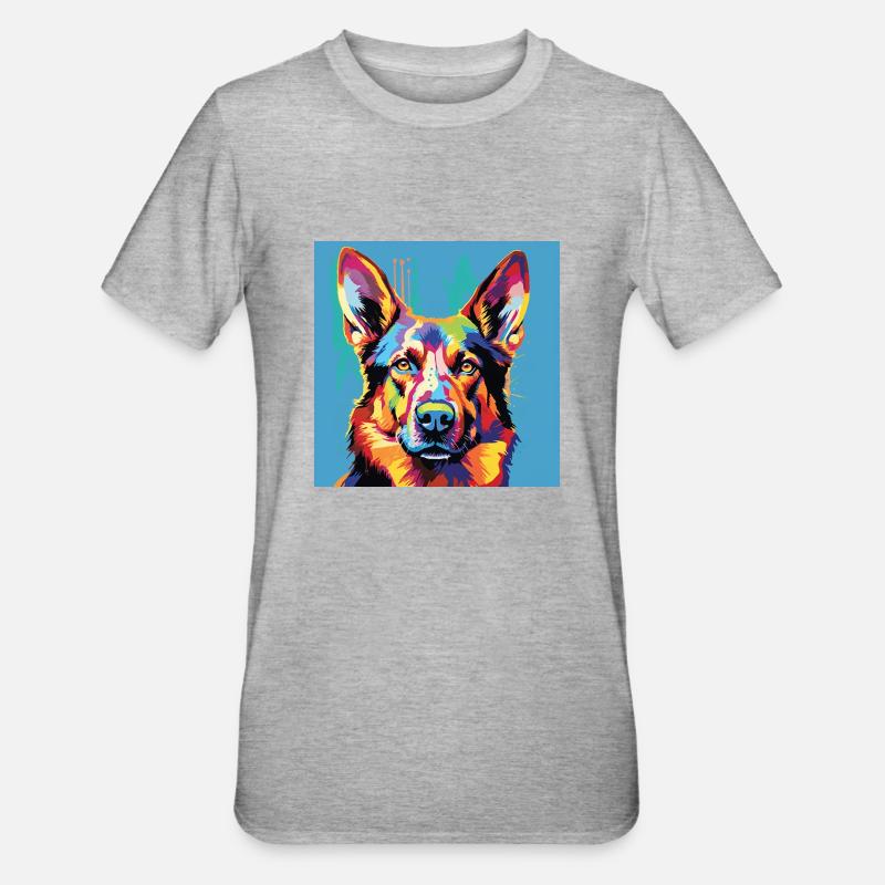 Deutscher Schäferhund Pop Art - Unisex Polycotton T-Shirt - Grau meliert