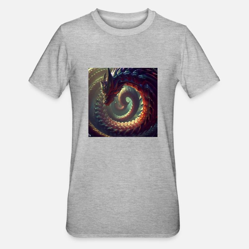 Der Unendlichkeitsdrache - Unisex Polycotton T-Shirt - Grau meliert