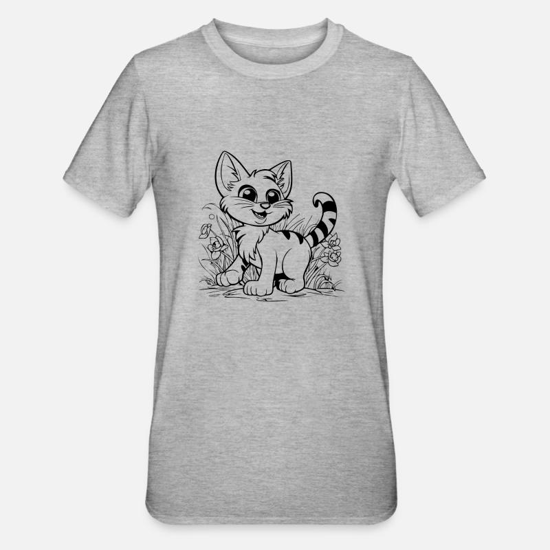 Chat chaton chaton dame - T-shirt polycoton Unisexe - gris chiné
