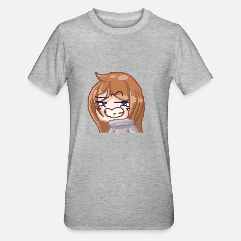 Pillowg1rl Emote Smirk - Unisex Polycotton T-Shirt - Grau meliert