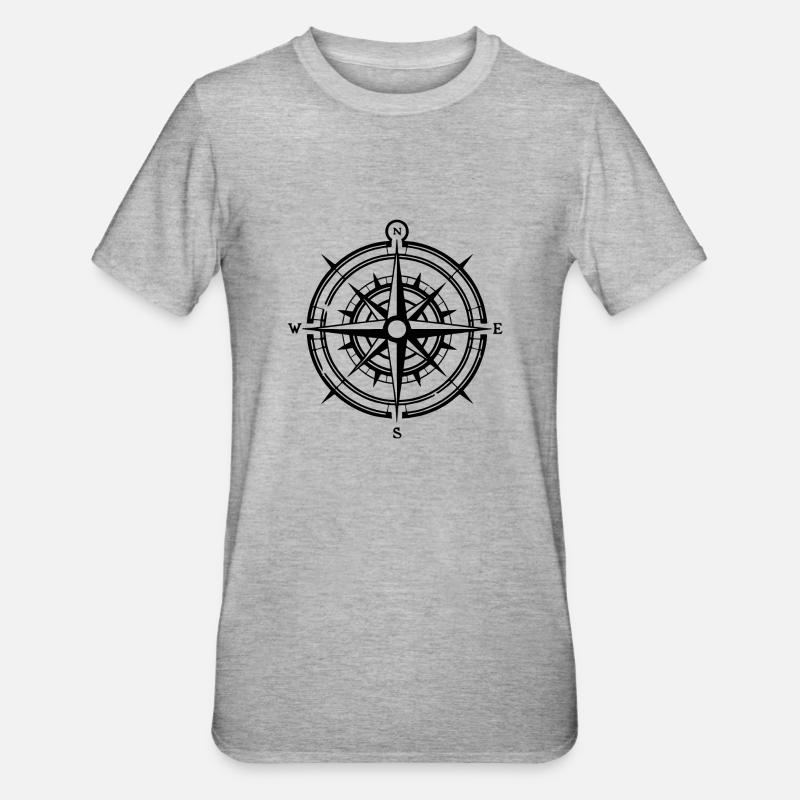 Kompass Nautik Segelboot Seefahrer - Unisex Polycotton T-Shirt - Grau meliert
