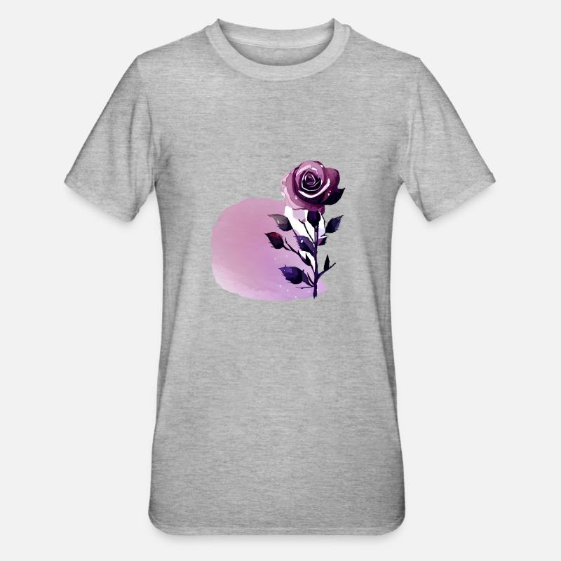Rose fleur rose design - T-shirt polycoton Unisexe - gris chiné
