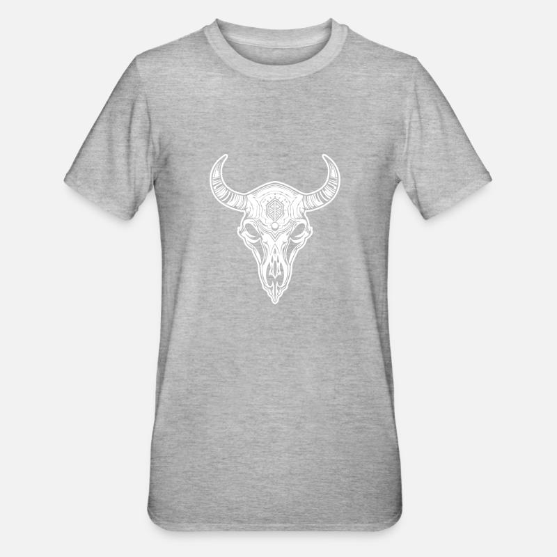 Crâne de vache Boho - T-shirt polycoton Unisexe - gris chiné