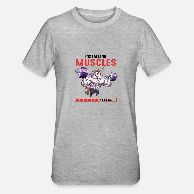 Installing Muscles Please Wait - Unisex Polycotton T-Shirt - heather grey