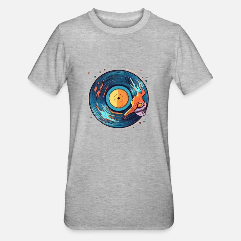 Comic Schallplatte - Unisex Polycotton T-Shirt - Grau meliert
