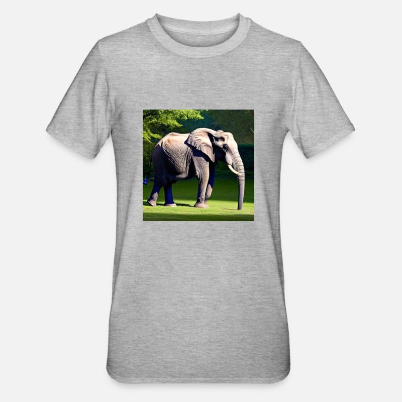Éléphant dans un pré - T-shirt polycoton Unisexe - gris chiné