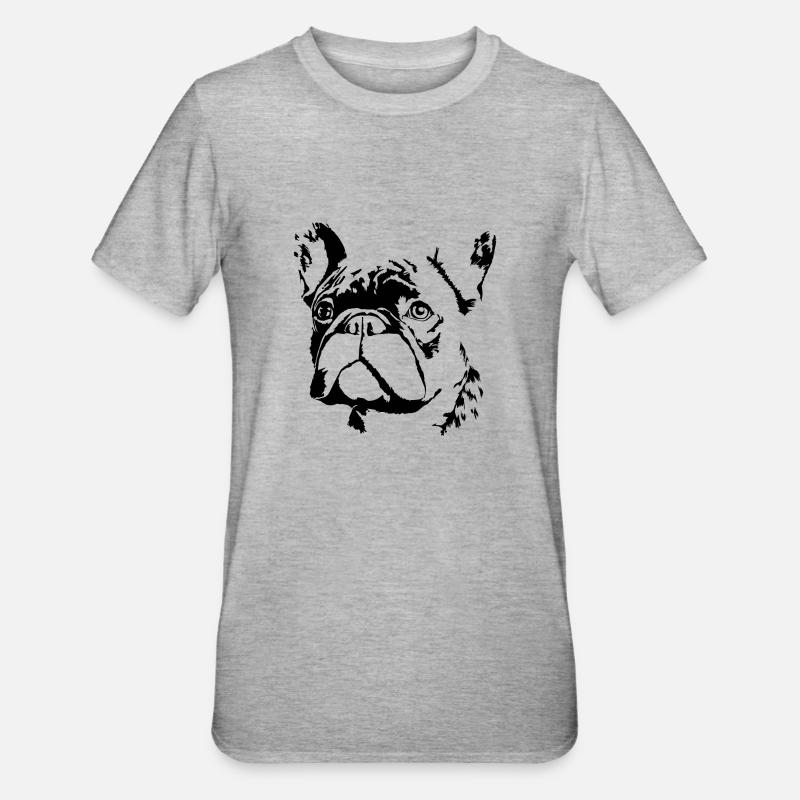 Bouledogue français Terrier de Boston - T-shirt polycoton Unisexe - gris chiné