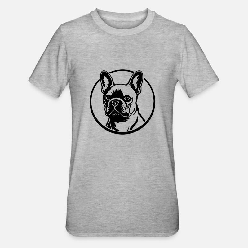 Bouledogue français Terrier de Boston - T-shirt polycoton Unisexe - gris chiné