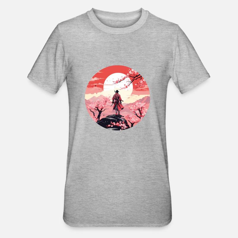 Samurai II - Unisex Polycotton T-Shirt - Grau meliert