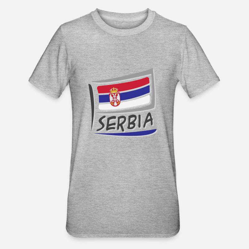 Drapeau de la Serbie - T-shirt polycoton Unisexe - gris chiné