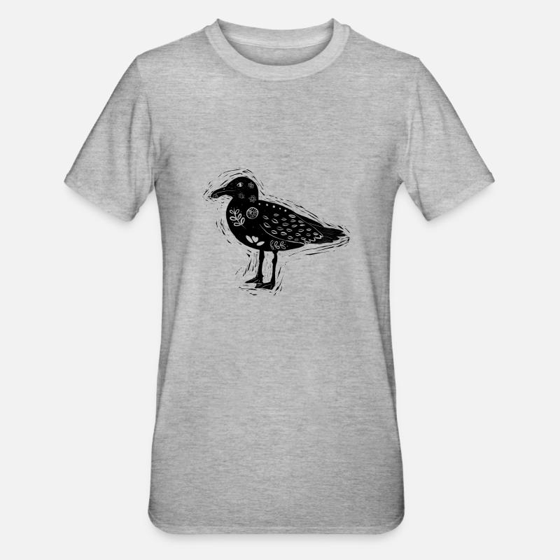 Style d’impression Seagull block. Noir - T-shirt polycoton Unisexe - gris chiné