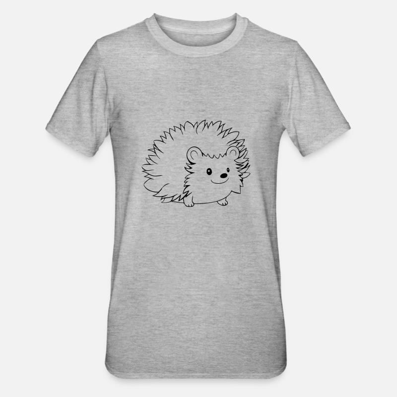 Igel Wald Stachelig Tier - Unisex Polycotton T-Shirt - Grau meliert