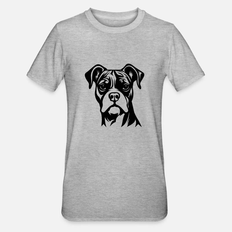 Boxer Hund Hunderasse - Unisex Polycotton T-Shirt - Grau meliert