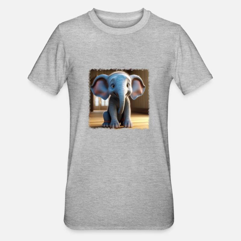 Petit éléphant mignon - T-shirt polycoton Unisexe - gris chiné