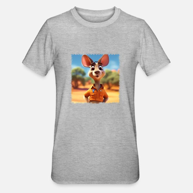 Süßes Känguru - Unisex Polycotton T-Shirt - Grau meliert