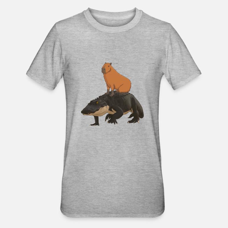 Capybara Crocodile - T-shirt polycoton Unisexe - gris chiné