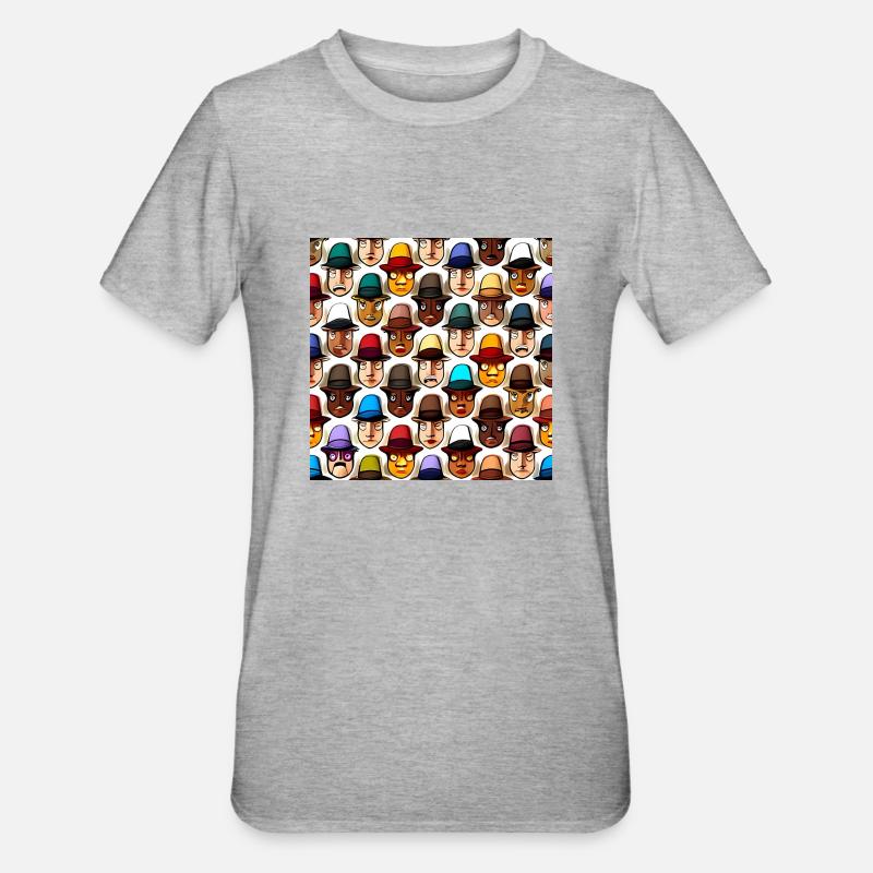 Face In Hat Pattern - Unisex Polycotton T-Shirt - heather grey