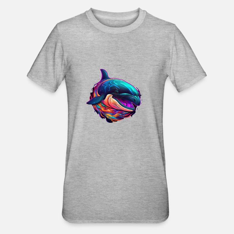 Orca Kunst - Unisex Polycotton T-Shirt - Grau meliert