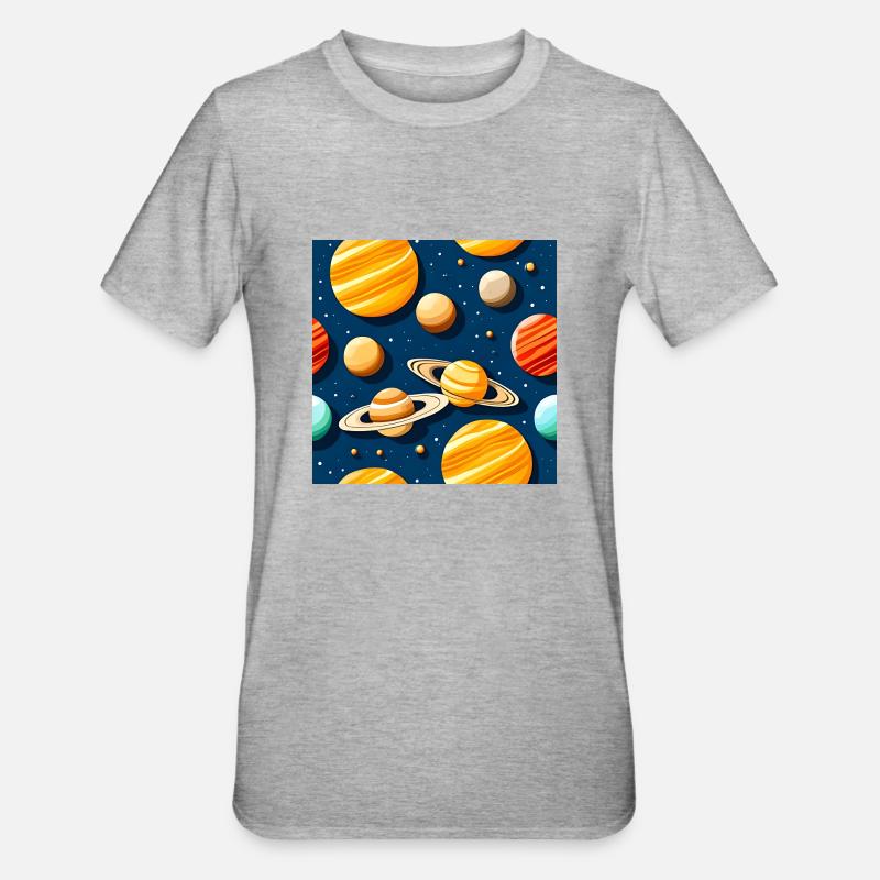 Freaky Solar System Pattern - Unisex Polycotton T-Shirt - heather grey