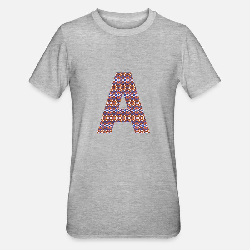 Monogram Letter A- geometric pattern - Unisex Polycotton T-Shirt - heather grey