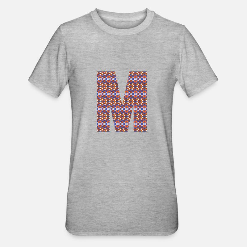 Monogram Letter M- geometric pattern - Unisex Polycotton T-Shirt - heather grey
