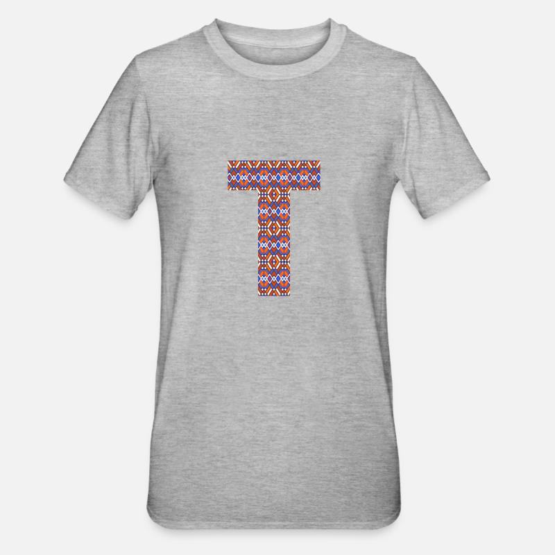 Monogram Letter T- geometric pattern - Unisex Polycotton T-Shirt - heather grey