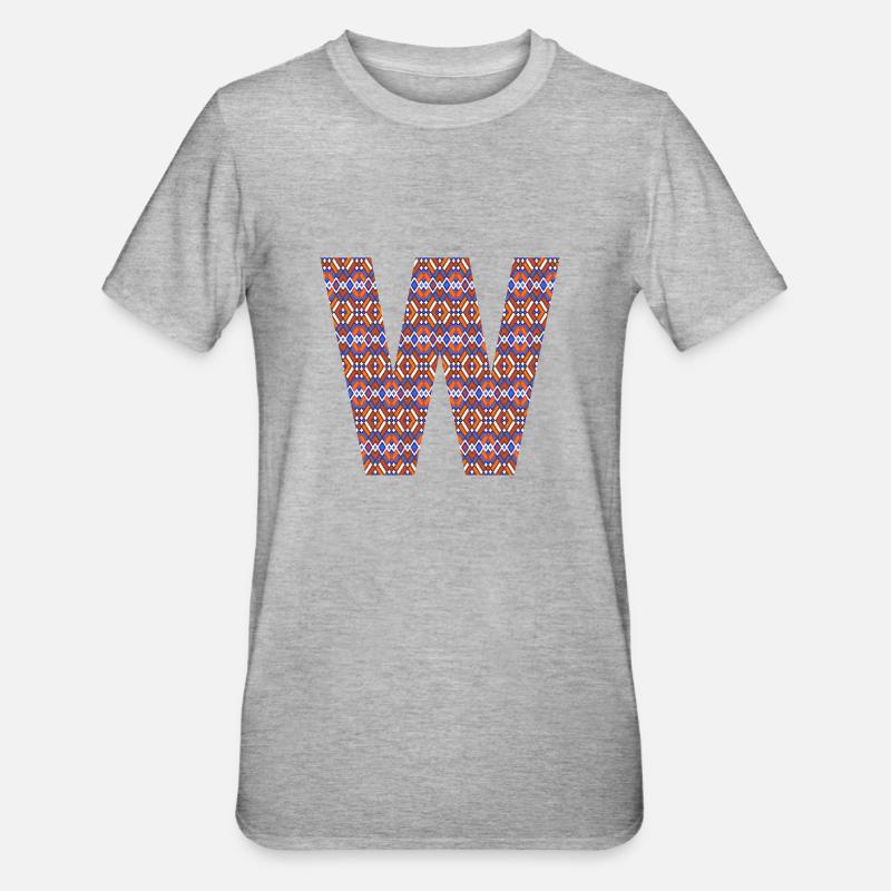 Monogram Letter W- geometric pattern - Unisex Polycotton T-Shirt - heather grey