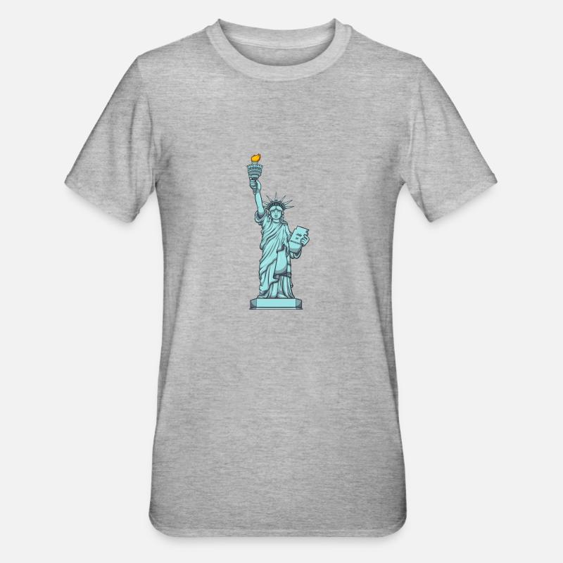 Freiheitsstatue - Unisex Polycotton T-Shirt - Grau meliert