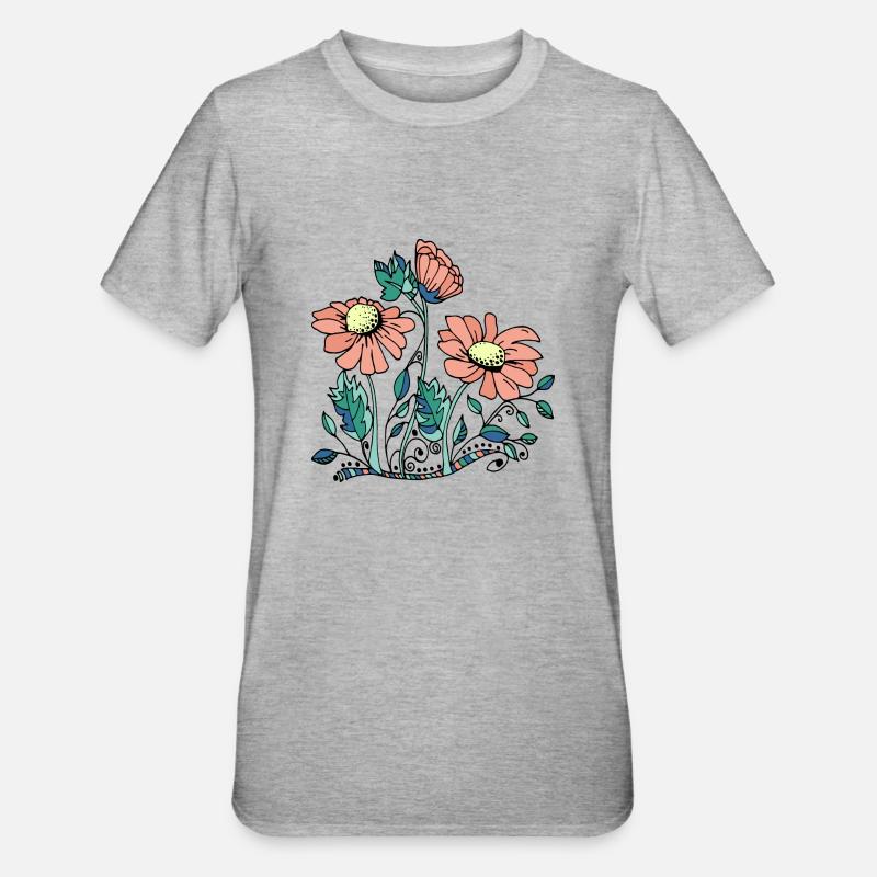 Fleur - T-shirt polycoton Unisexe - gris chiné