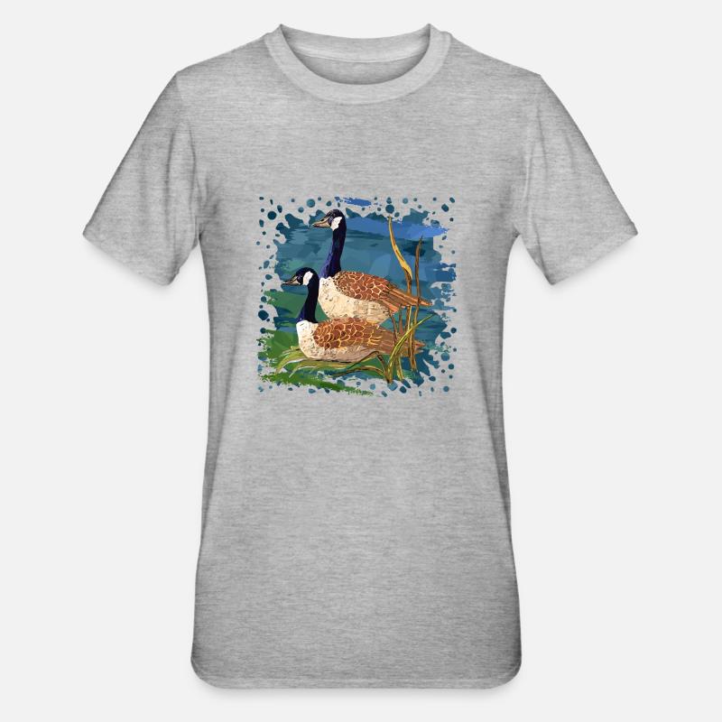 Vögel - Unisex Polycotton T-Shirt - Grau meliert