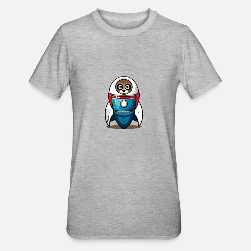 Hund in einer Rakete - Unisex Polycotton T-Shirt - Grau meliert