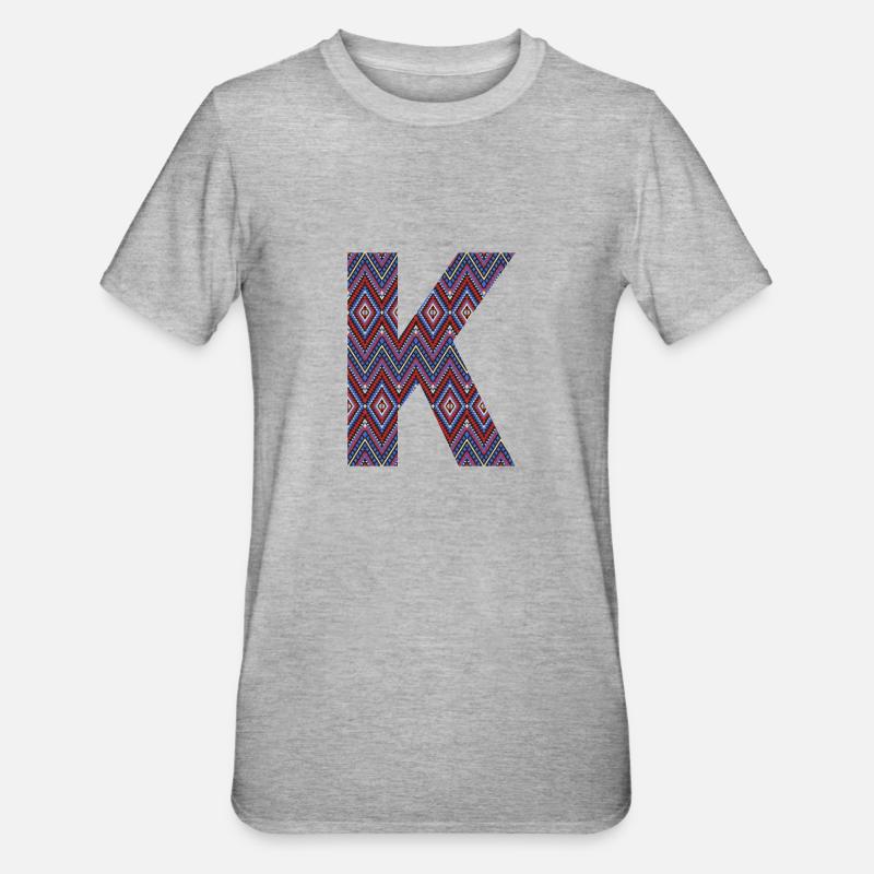 Monogram Letter K- geometric pattern - Unisex Polycotton T-Shirt - heather grey