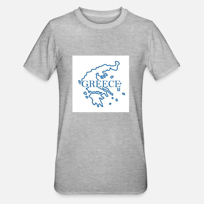 Carte de la Grèce - T-shirt polycoton Unisexe - gris chiné