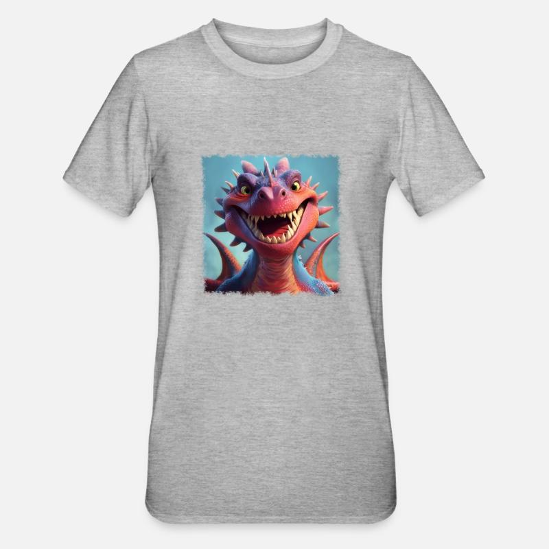cooler Drache - Unisex Polycotton T-Shirt - Grau meliert