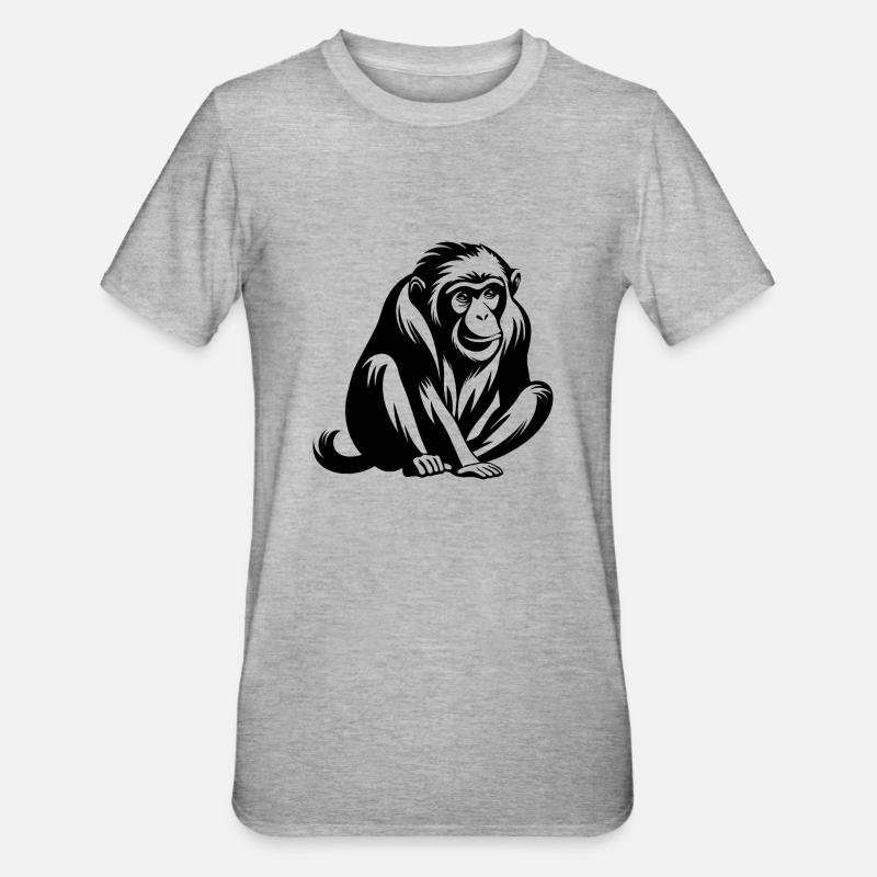 Monkey Monkey Monkey Face Jungle - Unisex Polycotton T-Shirt - heather grey