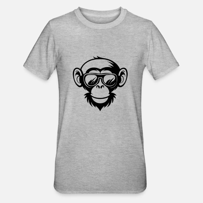 Monkey Monkey Monkey Face Jungle - Unisex Polycotton T-Shirt - heather grey