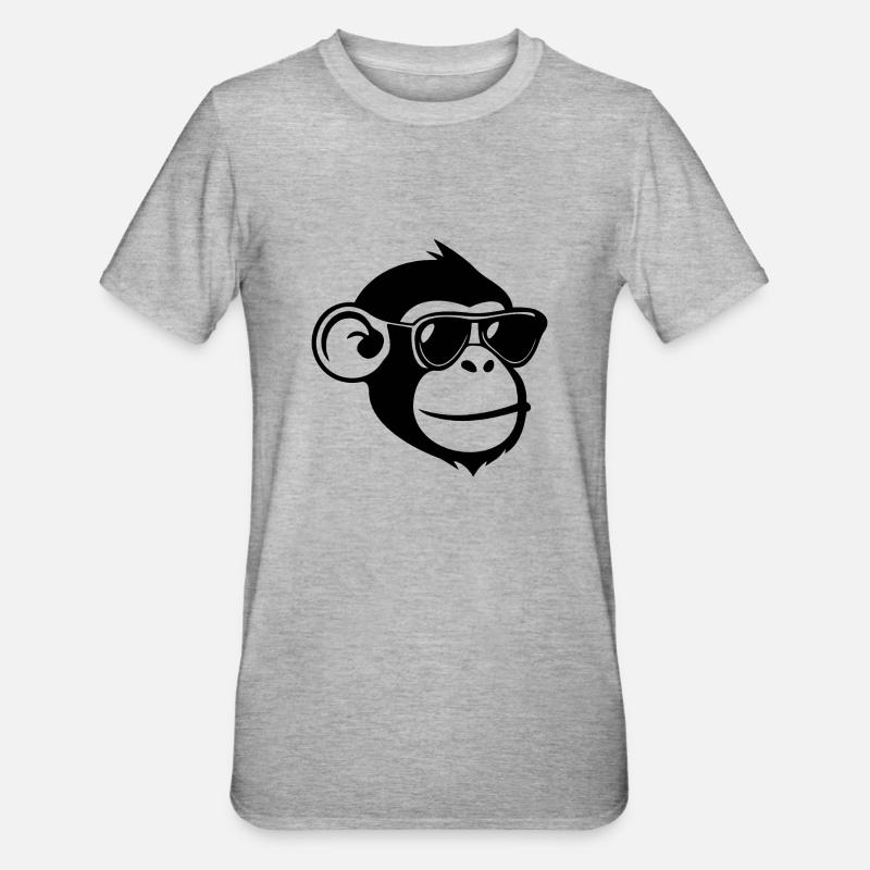 Affe Affen Affengesicht Dschungel - Unisex Polycotton T-Shirt - Grau meliert