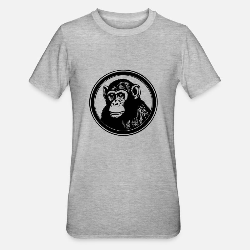 Affe Affen Affengesicht Dschungel - Unisex Polycotton T-Shirt - Grau meliert
