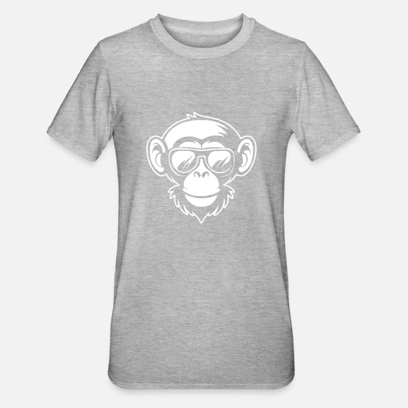Affe Affen Affengesicht Dschungel - Unisex Polycotton T-Shirt - Grau meliert