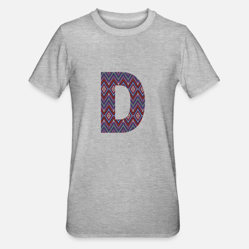 Monogram Letter D- geometric pattern - Unisex Polycotton T-Shirt - heather grey
