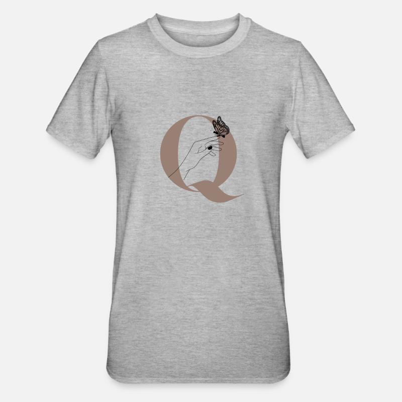Letter Q Magic butterfly - Unisex Polycotton T-Shirt - heather grey